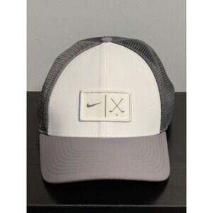 Nike Golf Legacy91 Dri-FIT Hat Mens M/L White Grey Mesh Fitted Lightweight